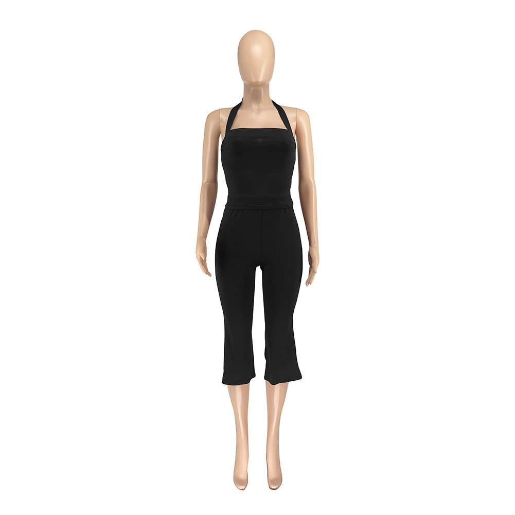 Halter Neck Jumpsuit - M, Black image