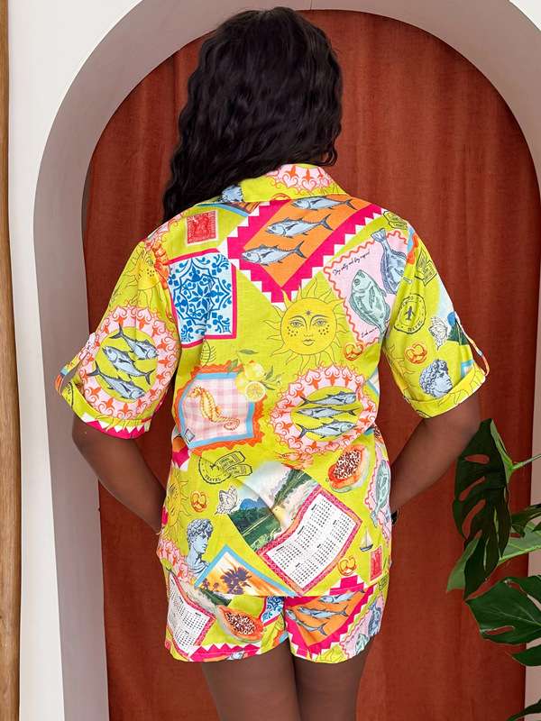 Colorful Tropical Print Short Set image 5