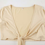 Tie-Front Long Sleeve Crop Top image 5