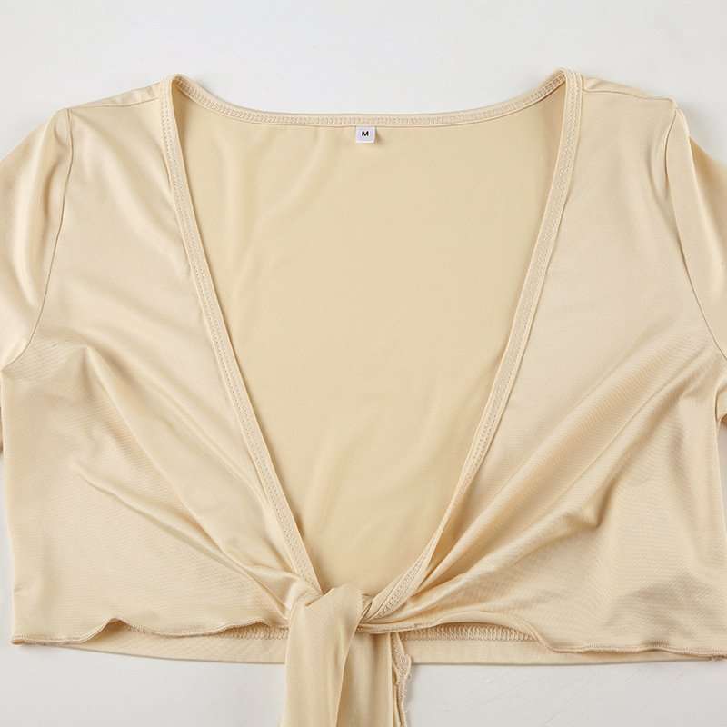 Tie-Front Long Sleeve Crop Top image 5