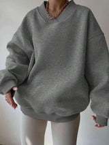 Crewneck Sweatshirt with Ribbed Details - S, Grey image
