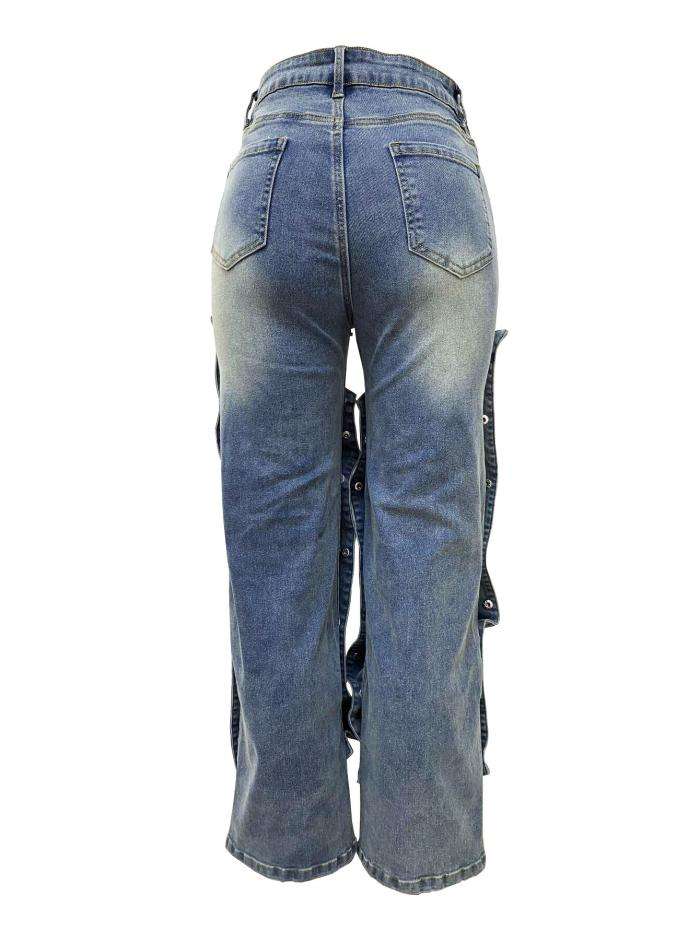 Irregular Snapped Denim Pant image 5