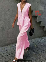 Elegant Sleeveless Co-ord Set - S, Pink image