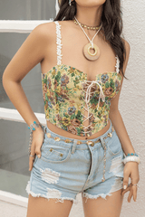 Floral Print Lace Up Hem Cami Top image 1