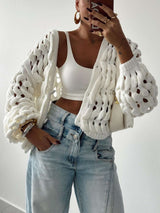 Cozy Cardigan with Open Weave Design image 2