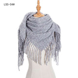 Solid Warm Warm Scarf  Tassel Square Shawl image 3