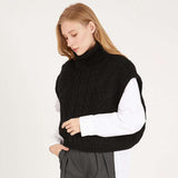 Sleeveless Sweater Vest Cropped Pullover - S, Black image