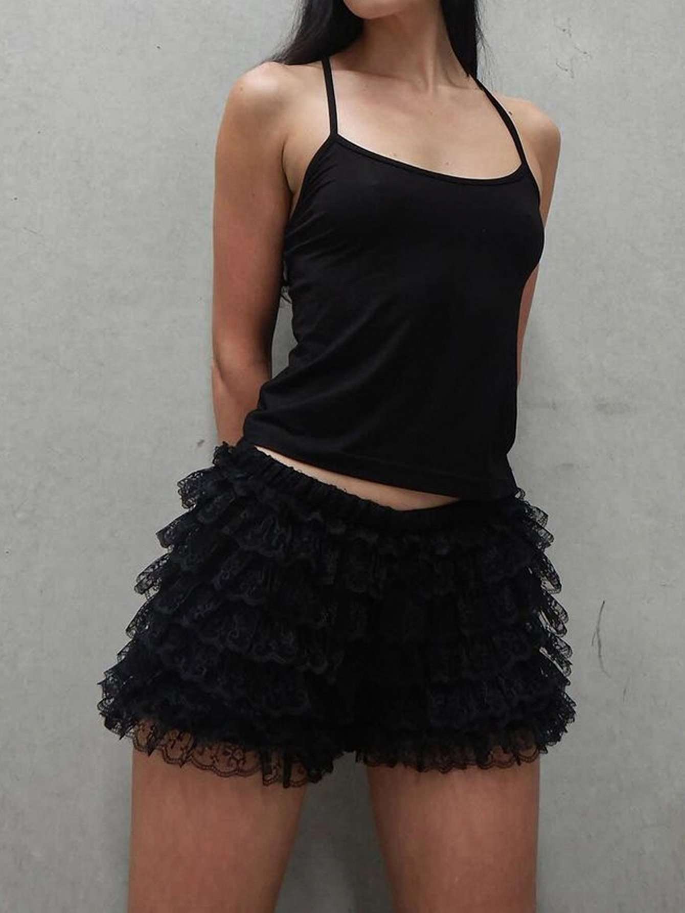 Womens Ruffle Shorts - S, Black image