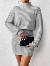 Turtleneck Bodycon Textured Fabric Dress image 3