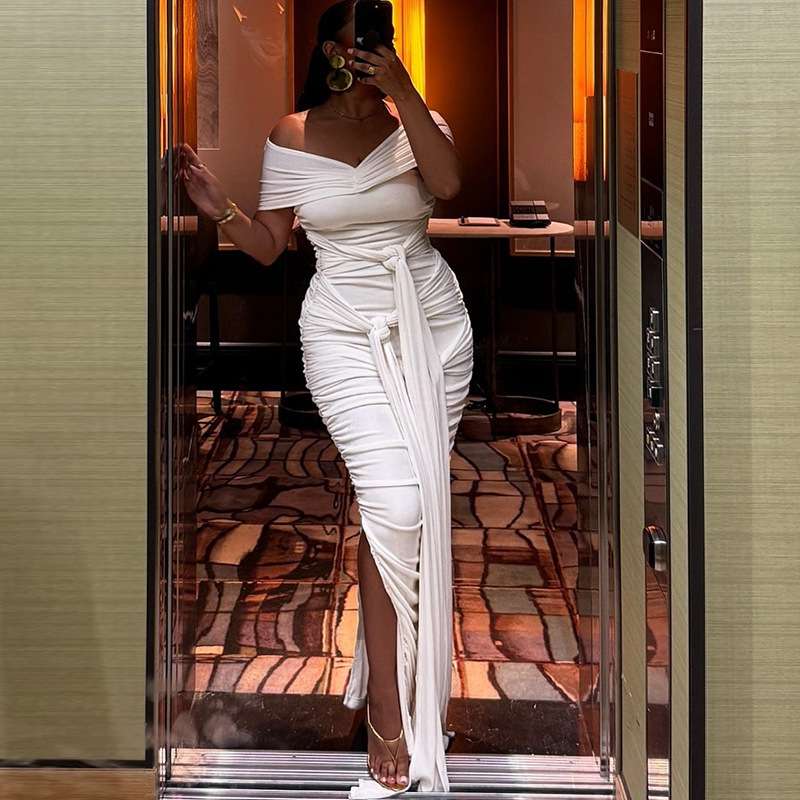 Luxe Draped Elegance Maxi Dress image 4