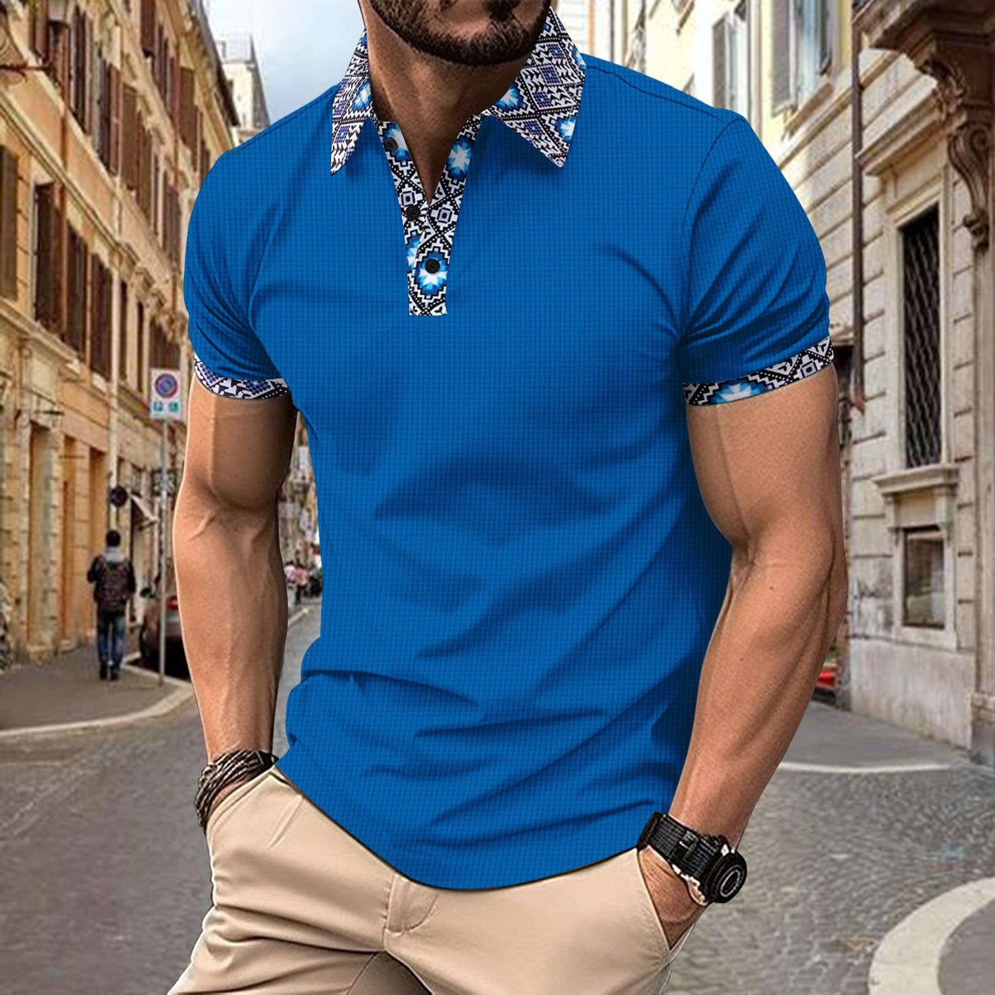 Short-Sleeve Polo Shirt - XL, Blue image