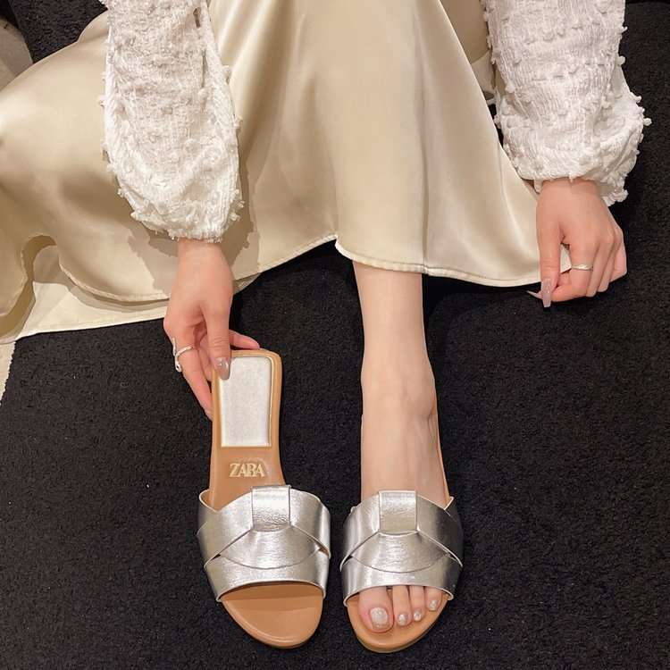 Elegant Slide Sandals - 7, Silver image