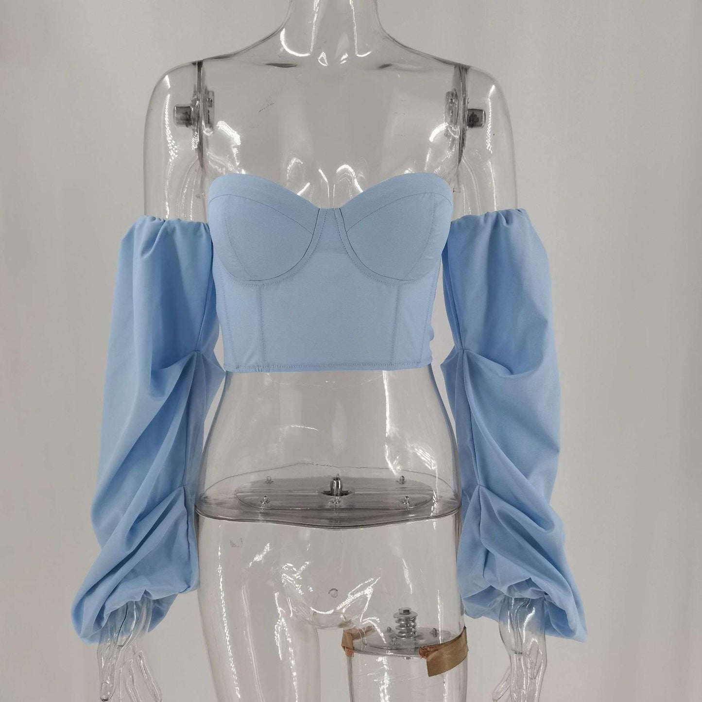 Off-Shoulder Puff Sleeve Crop Top image 2