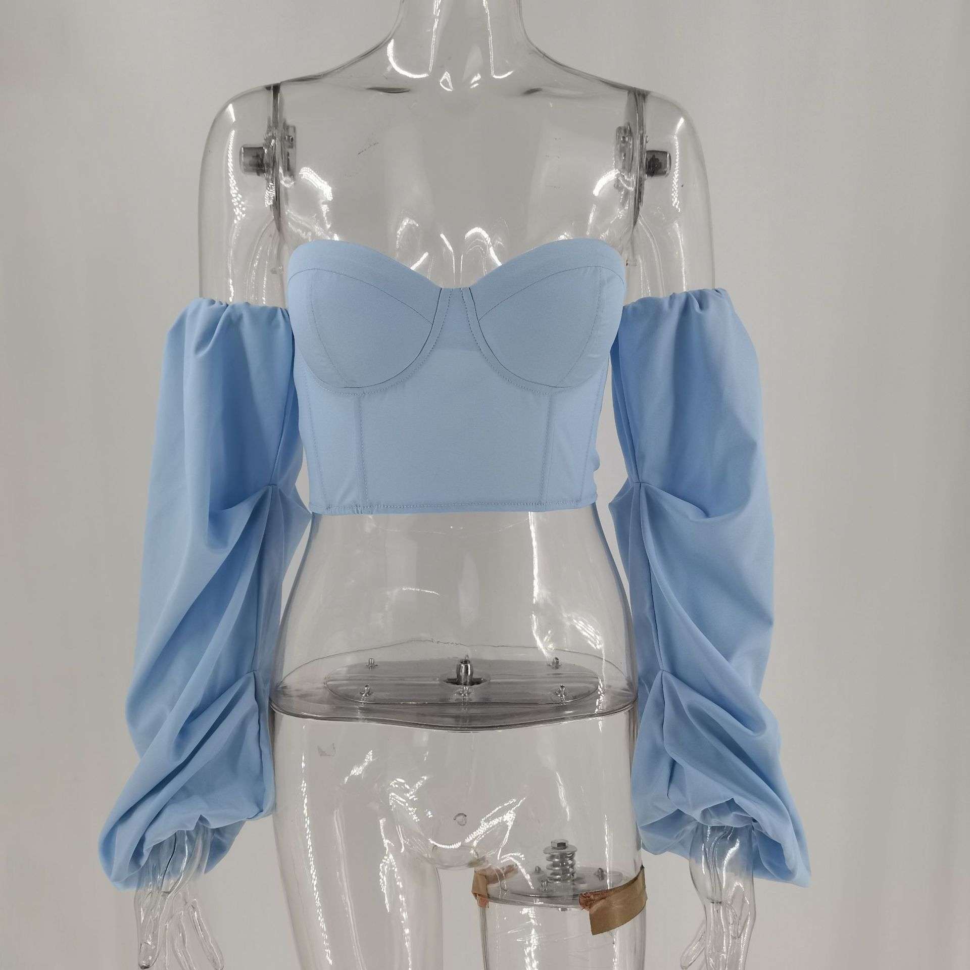 Off-Shoulder Puff Sleeve Crop Top image 2