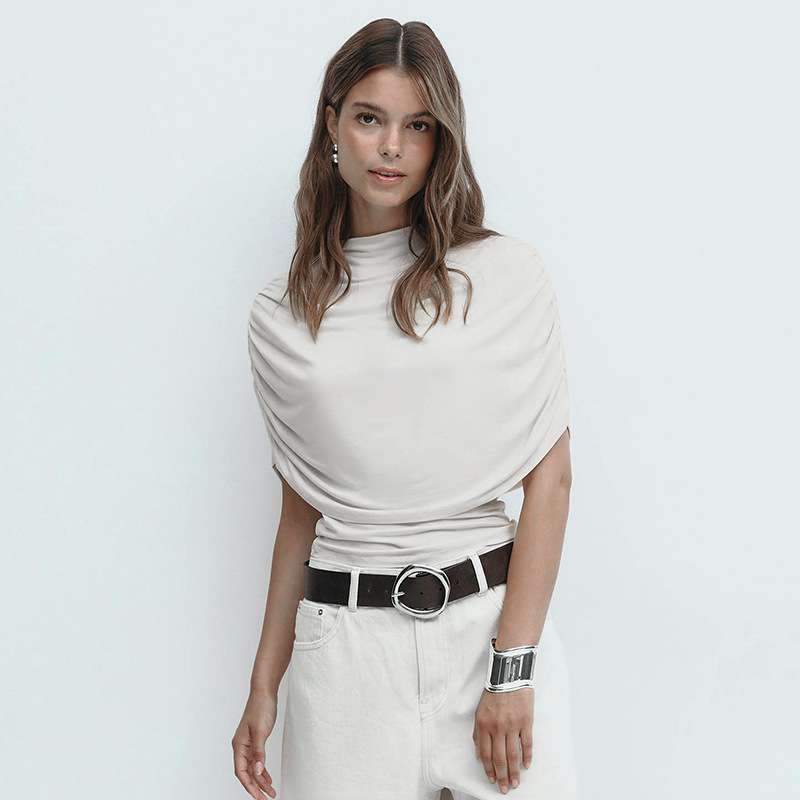Ruched Sleeve Cape Top image 0