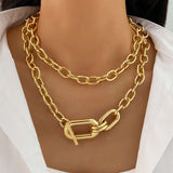 Bold Oversized Chain Necklace - Free Size, Gold image