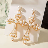 Pearl Cross Drop Earrings image 3