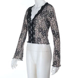Sheer Lace Button-Up Top image 3
