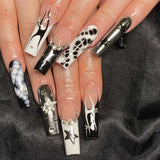 Marble-Inspired Long Acrylic Nails image 0
