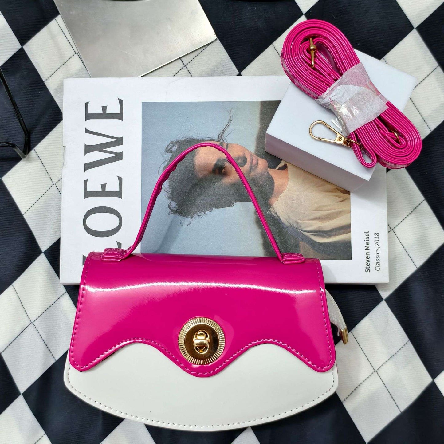 Patent PU Handbag with Accents image 0