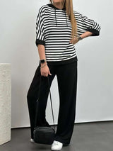 Casual Striped Oversized Top & Wide-Leg Pants image 3