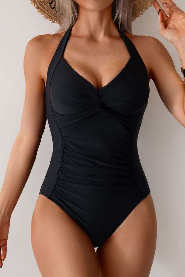 Halter Ruched One-Piece Swimsuit image 0
