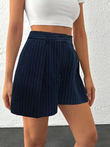 Pinstripe High-Waisted Shorts image 3