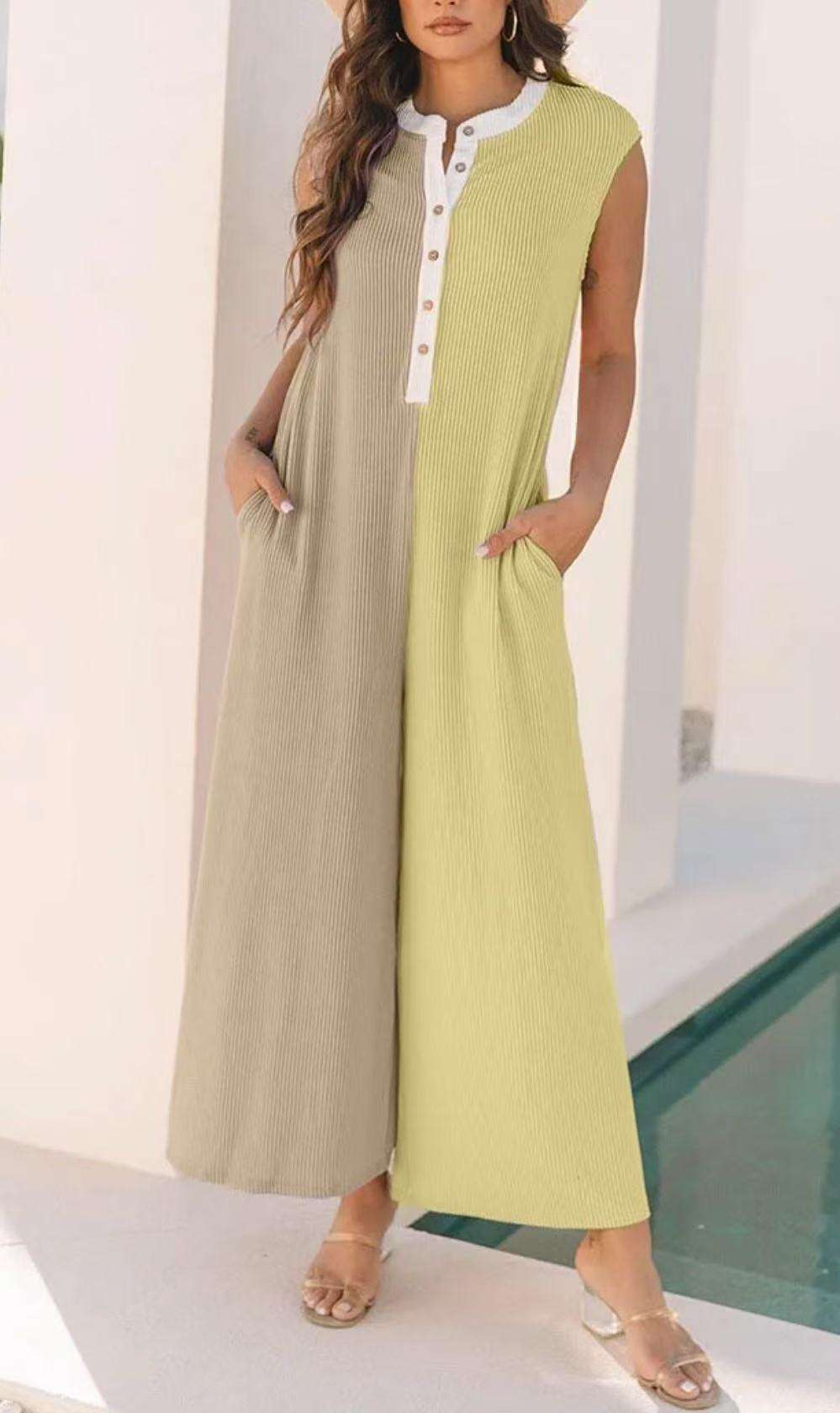 Colorblock Button-Front Jumpsuit image 1