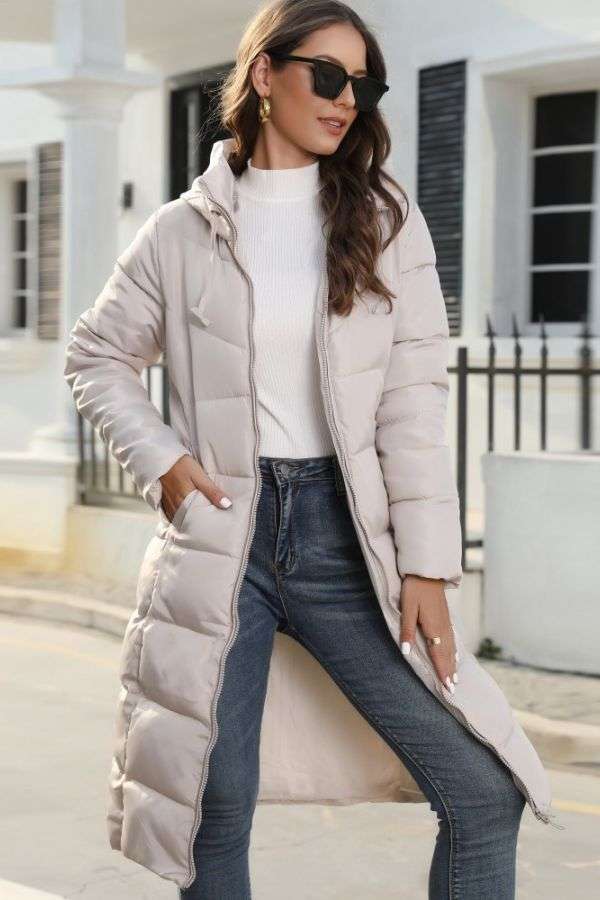 Mid-length Slim Hooded Puffer Coat image 0