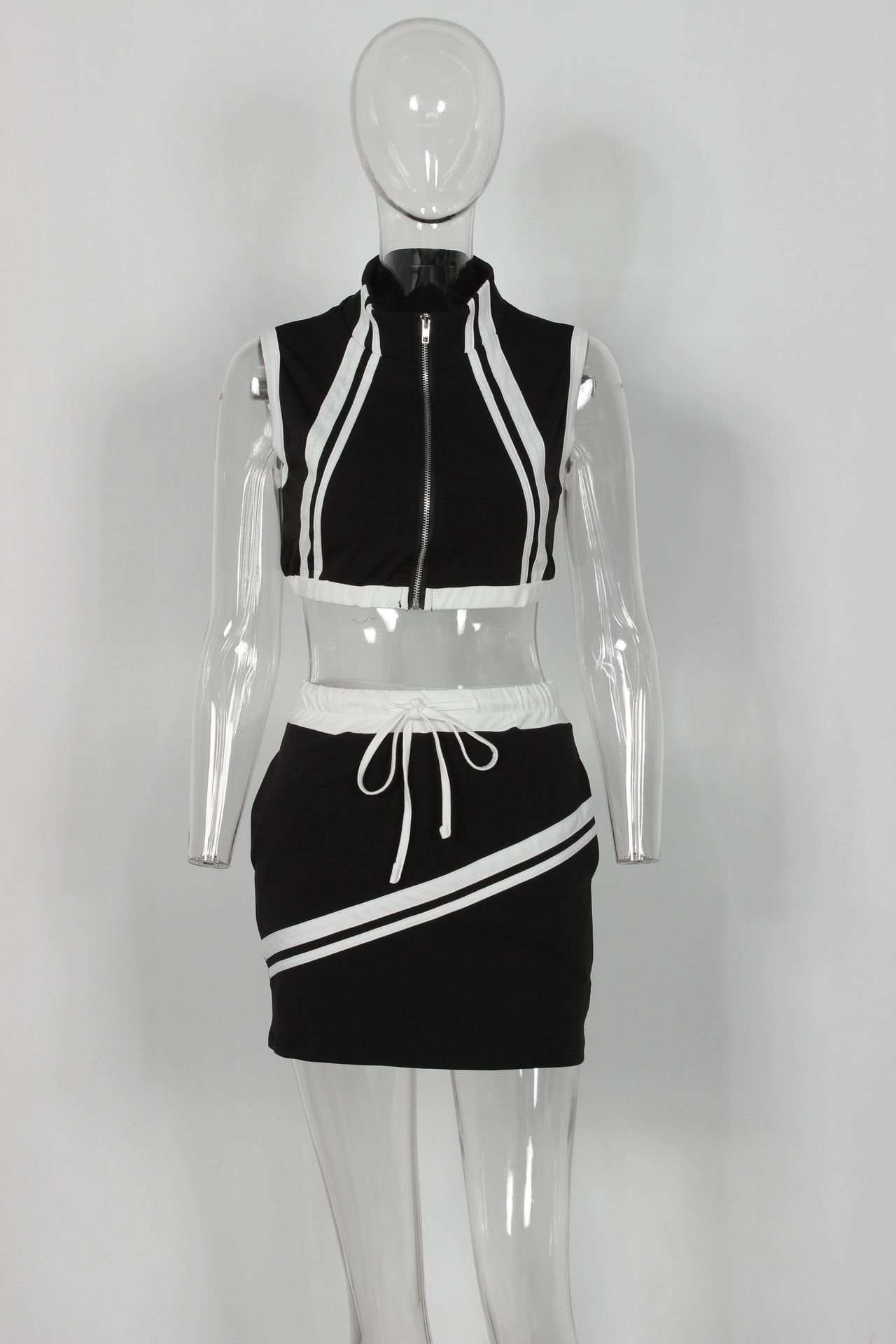 Sporty Zip-Up Crop Top & Mini Skirt Set image 4