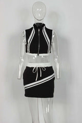 Sporty Zip-Up Crop Top & Mini Skirt Set image 4