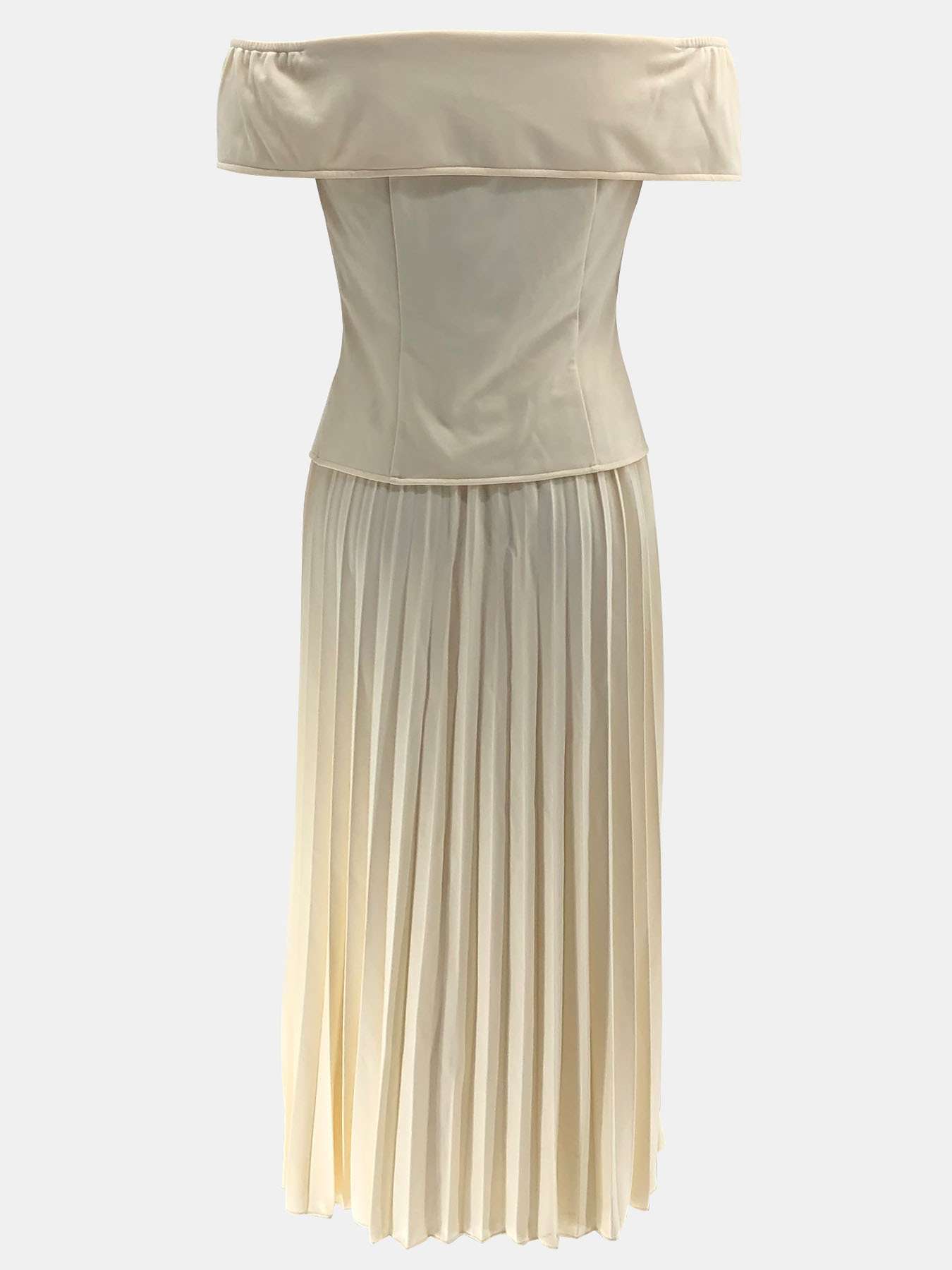 Off shoulder pleated blouse and skirt image 4