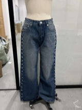 Wide-Leg Pants with Side Studded Detailing image 6