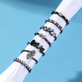 Elegant Golden Heart Love Set Rings Set - Free Size, Black image