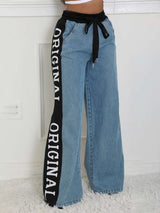 Casual Patchwork Strap Design Straight Pants image 7