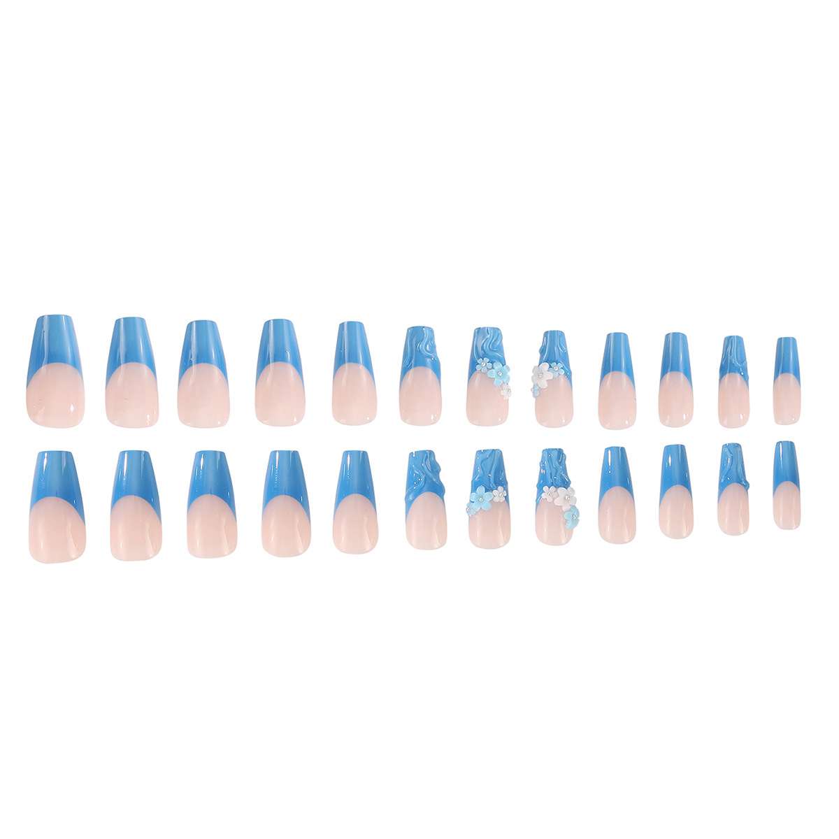 French Manicure with 3D Floral Accents image 4