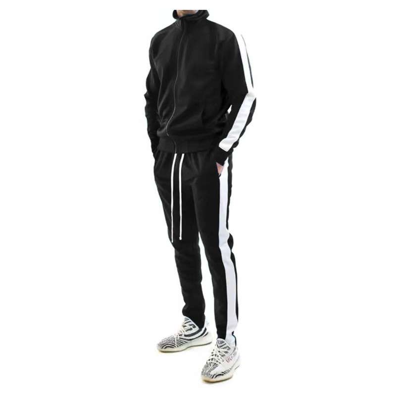 Striped Casual Tracksuit Set - XL, Black image