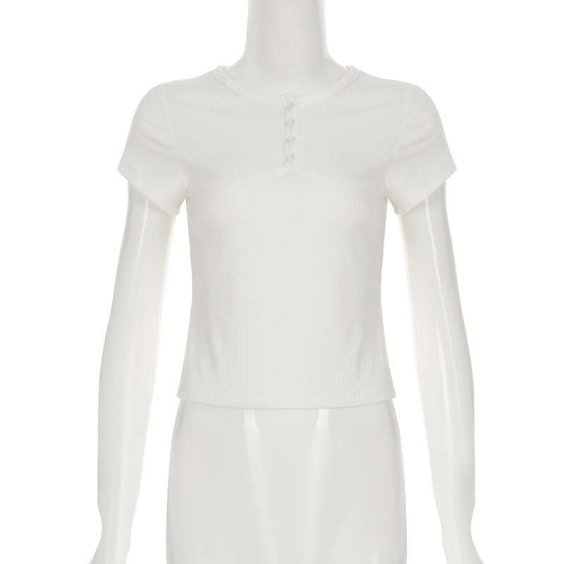 White Ribbed Fitted Crop Top image 2