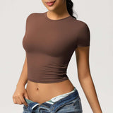 Fitted Crop Top with Short Sleeves image 3