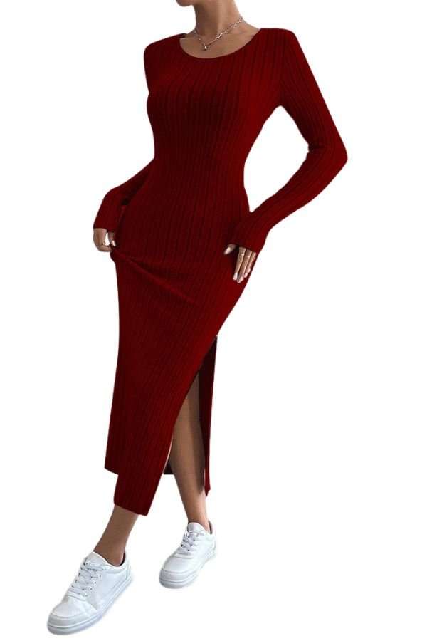 Solid Long Sleeve Bodycon Dress image 0