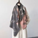 Print Shawl Wrap Poncho Warm Scarf - Free Size, Multi Grey image