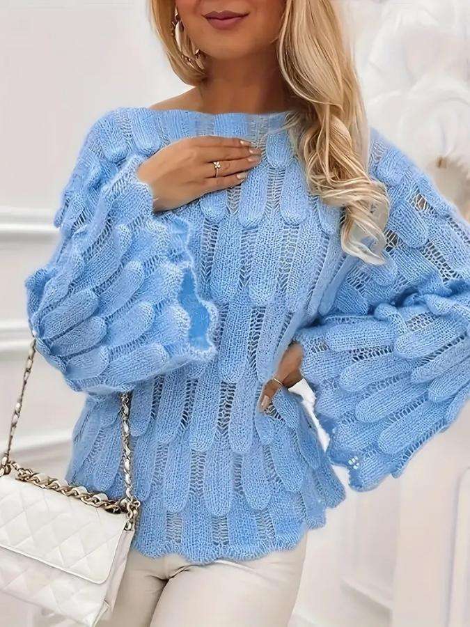 Flared Sleeves Slash Neck Sweater image 0