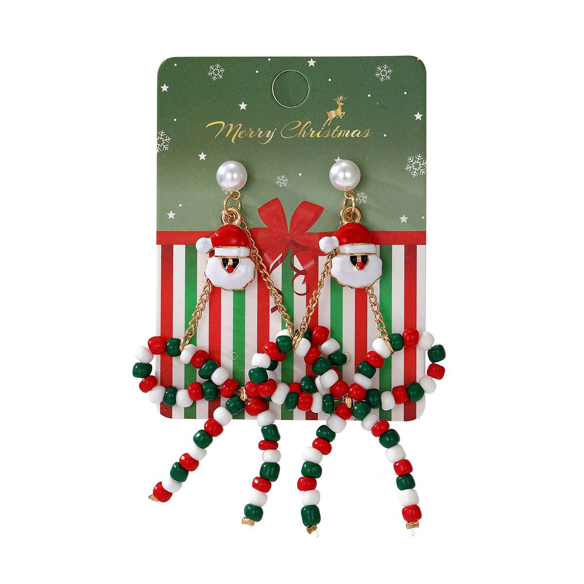 Festive Beaded Bow and Ribbon Earrings image 4