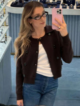 Stylish Button-Front Cardigan Jacket - S, Brown image