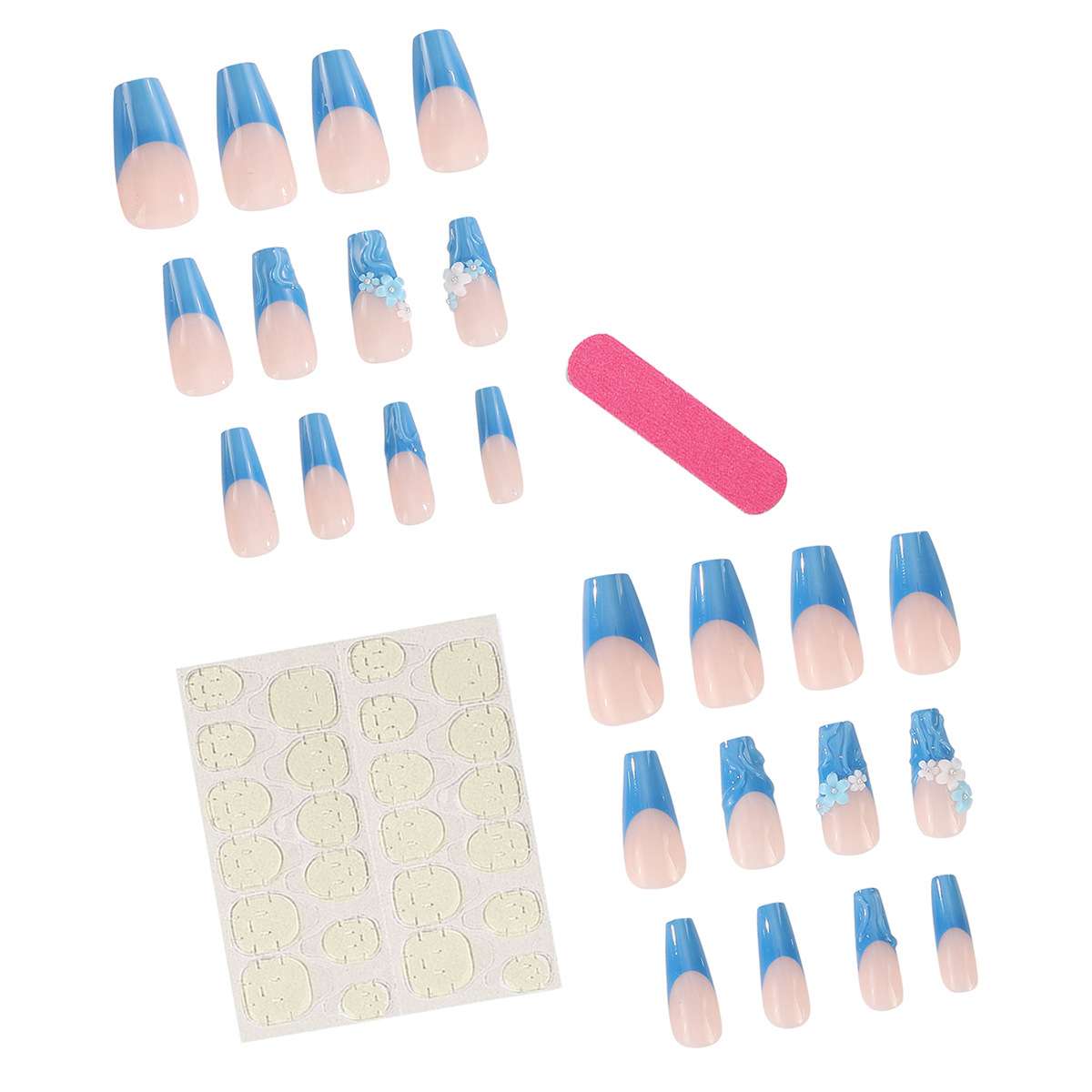 French Manicure with 3D Floral Accents image 3