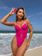 Cut-Out One-Piece Swimsuit - M, Rose image