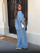 Women?s Striped Two-Piece Lounge Set image 2