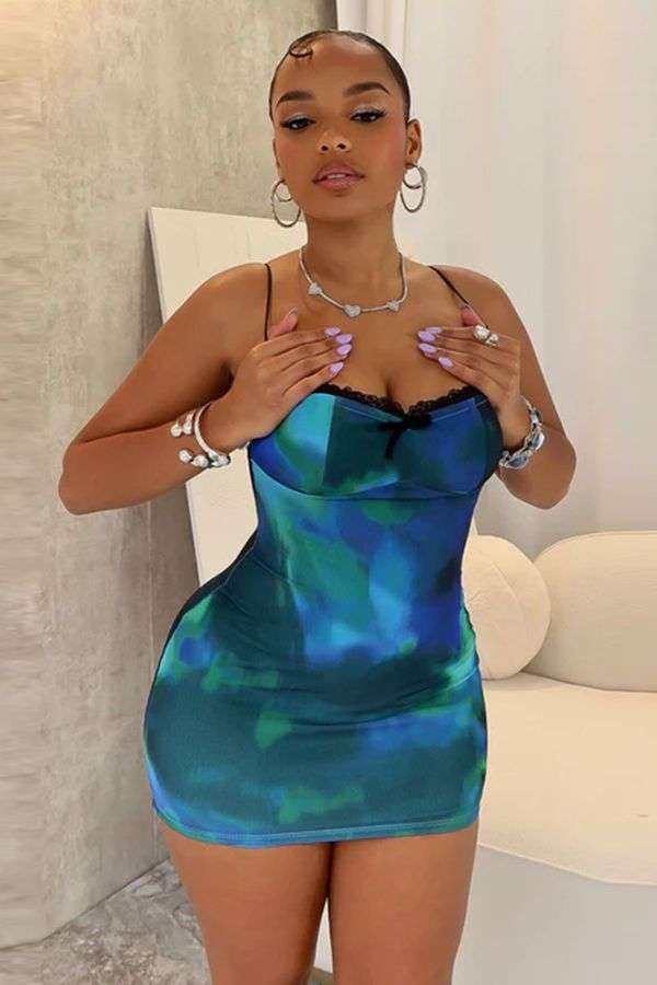 Backless Printed Zipper One-step Dress image 0