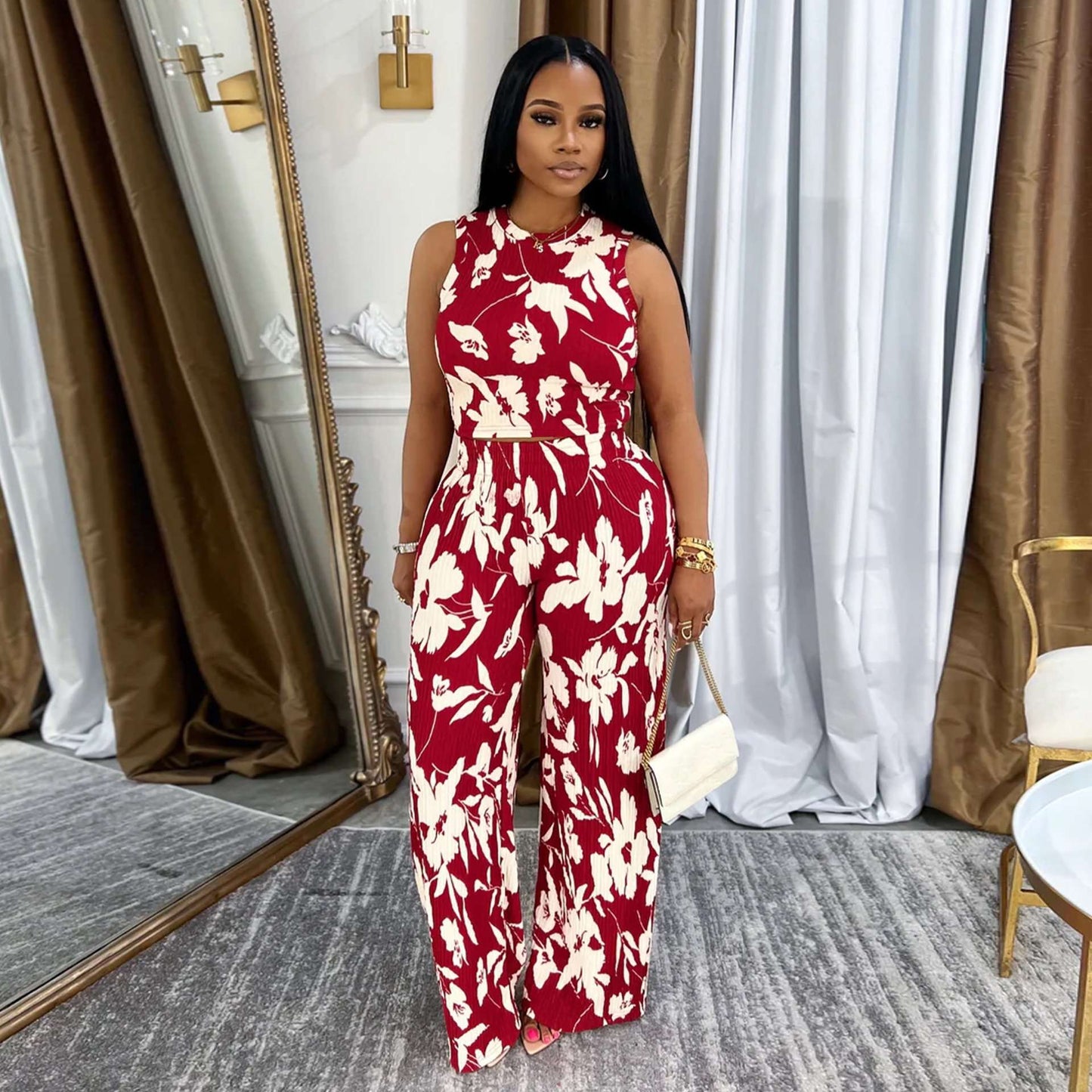 Island Bloom Sleeveless Set - L, Red image