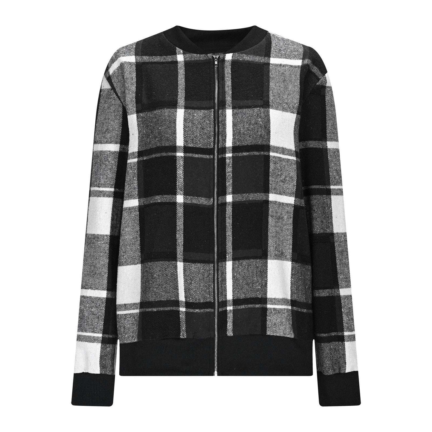 Stylish Plaid Bomber Jacket image 6